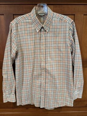 Papo d'Anjo Cream Button-Down Shirt with Orange & Blue Plaid
